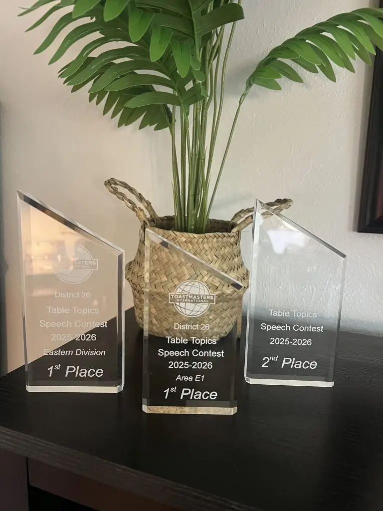 Emily won 1st place at two speaking contests and 2nd place at one speaking contest